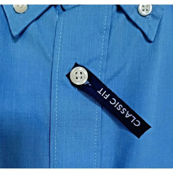 Basic Editions Shirt Mens Large Royal Blue Button Up Short Sleeve Casual Cotton - Picture 2 of 5